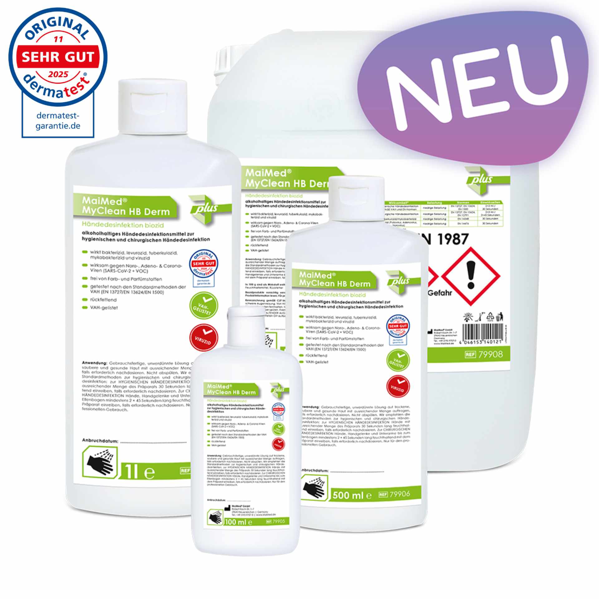 MaiMed® MyClean HB Derm – alkoholhaltiges Händedesinfektionsmittel in 4 Größen